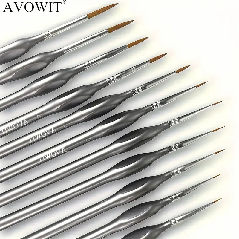 Detail Paint Brush Set | 11-Piece Micro Brushes with Triangle Handles | Acrylic, Oil, Model & Miniature Painting
