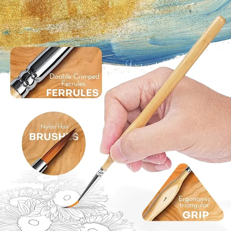 Detail Paint Brush Set | 11-Piece Micro Brushes with Triangle Handles | Acrylic, Oil, Model & Miniature Painting