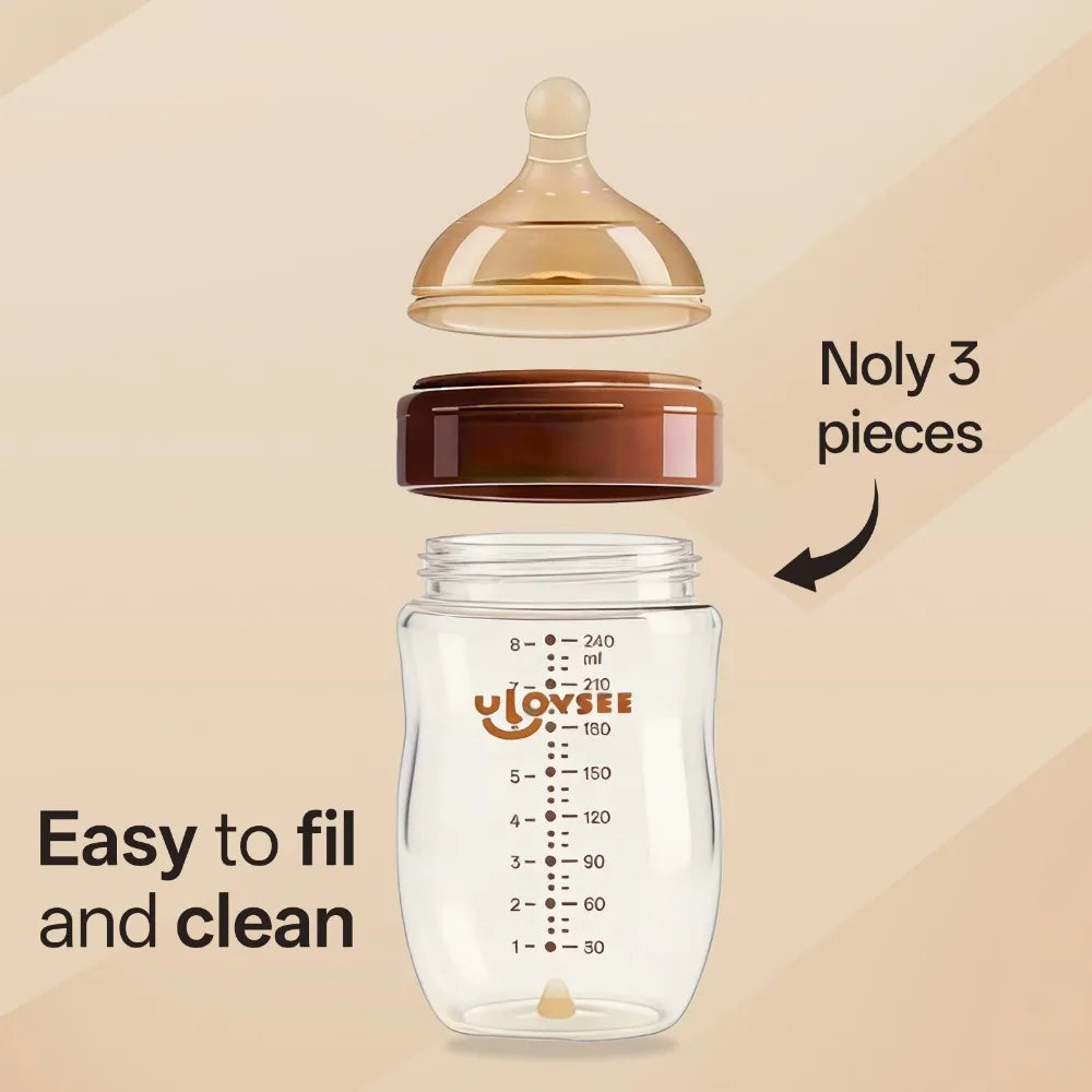PPSU Wide Neck Baby Feeding Bottle 160ml 240ml Infant Milk Bottle Anti Colic Newborn Feeding Bottle for Daily Milk Drinking 1PC