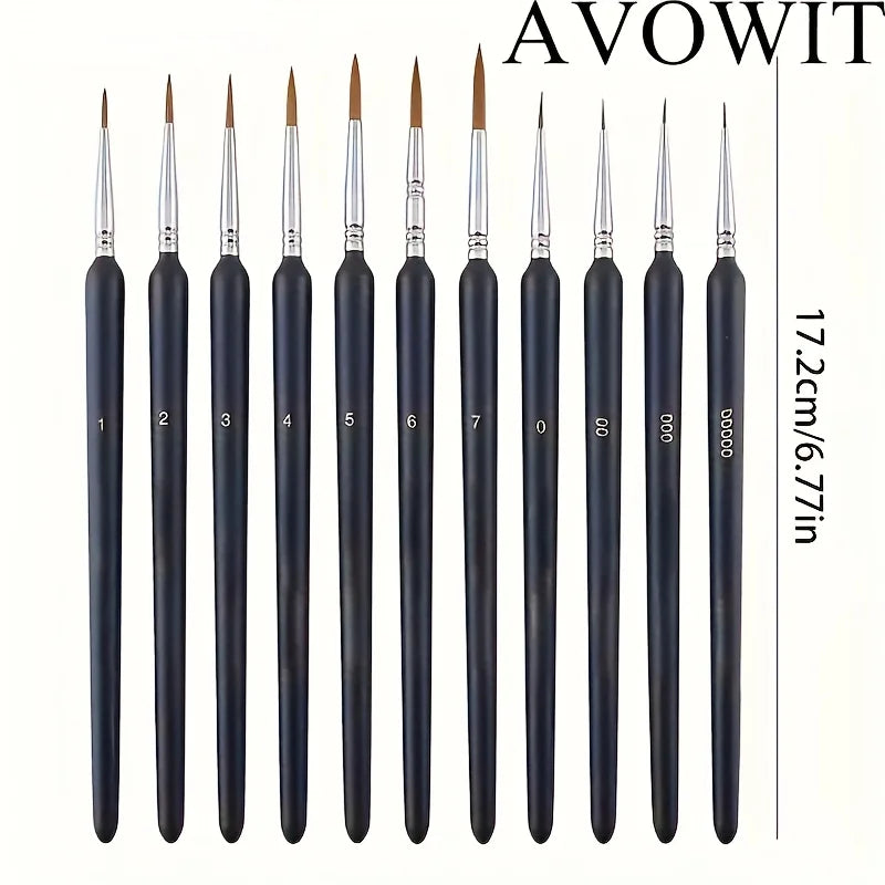 Detail Paint Brush Set | 11-Piece Micro Brushes with Triangle Handles | Acrylic, Oil, Model & Miniature Painting