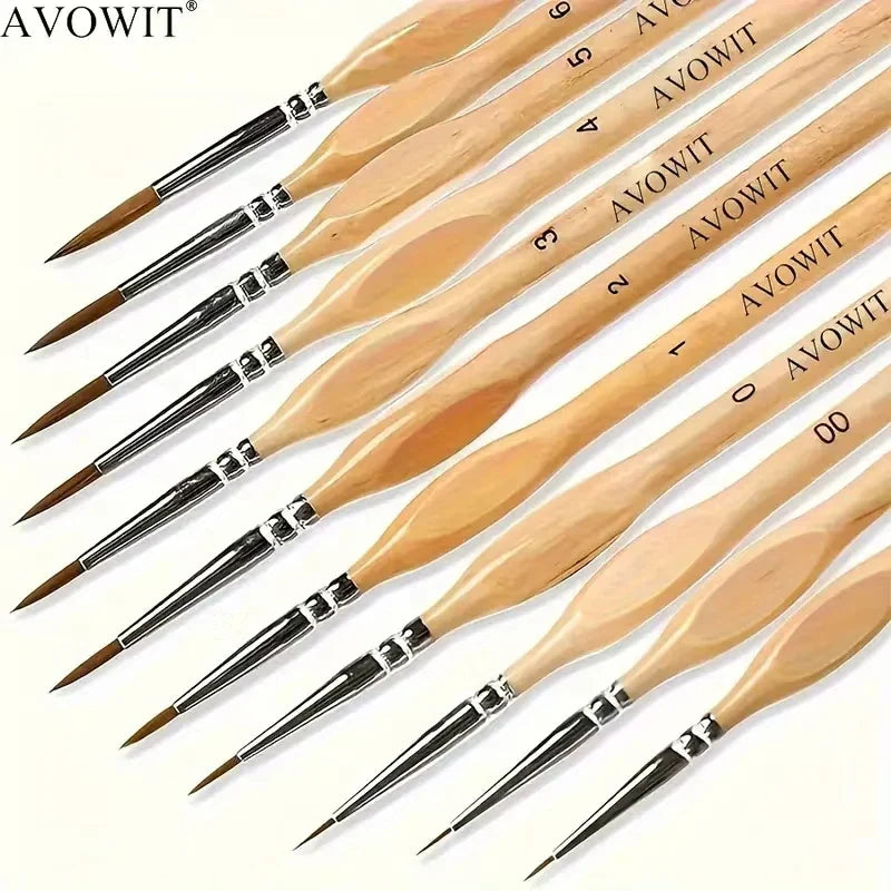 Detail Paint Brush Set | 11-Piece Micro Brushes with Triangle Handles | Acrylic, Oil, Model & Miniature Painting