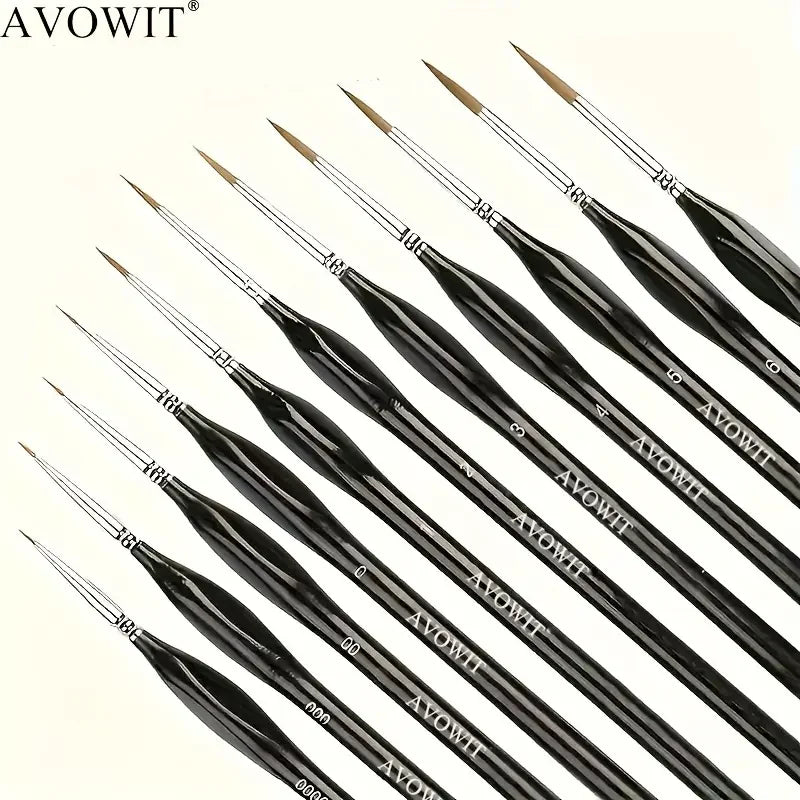 Detail Paint Brush Set | 11-Piece Micro Brushes with Triangle Handles | Acrylic, Oil, Model & Miniature Painting