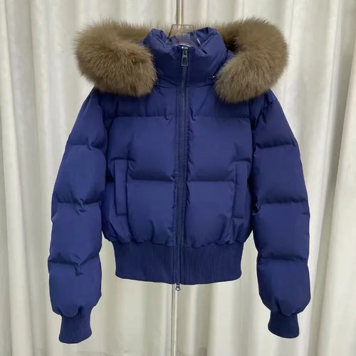 American Vintage Faux Fur Hooded Coat Women Retro Solid Slim Jaket Winter Casual Warm Fashion Long Sleeve Crop Puffer Coat New